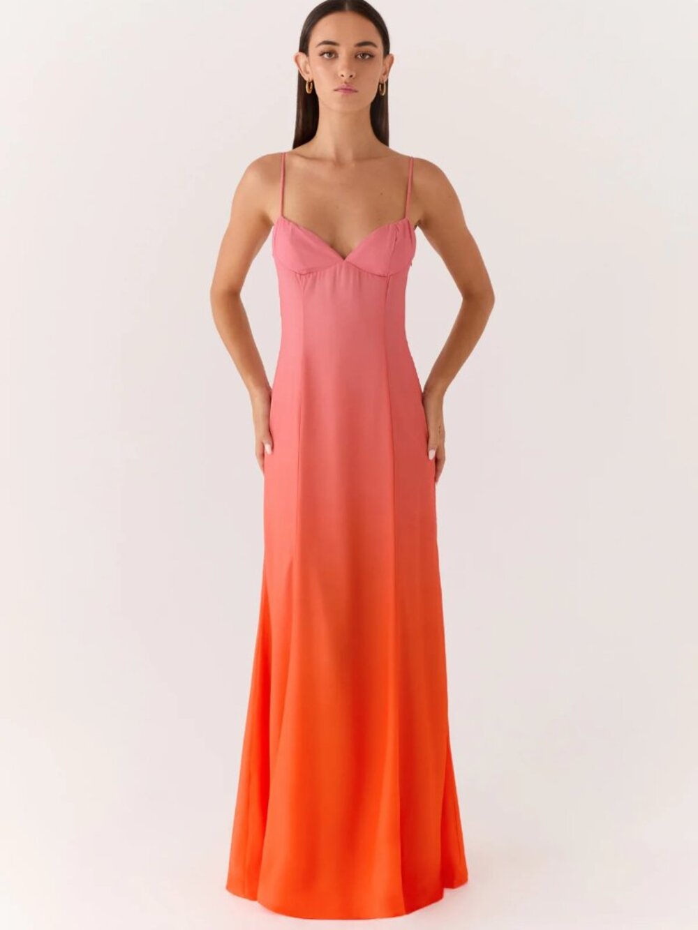 Peppermayo Pink to Coral Ombre Slip Maxi Dress
